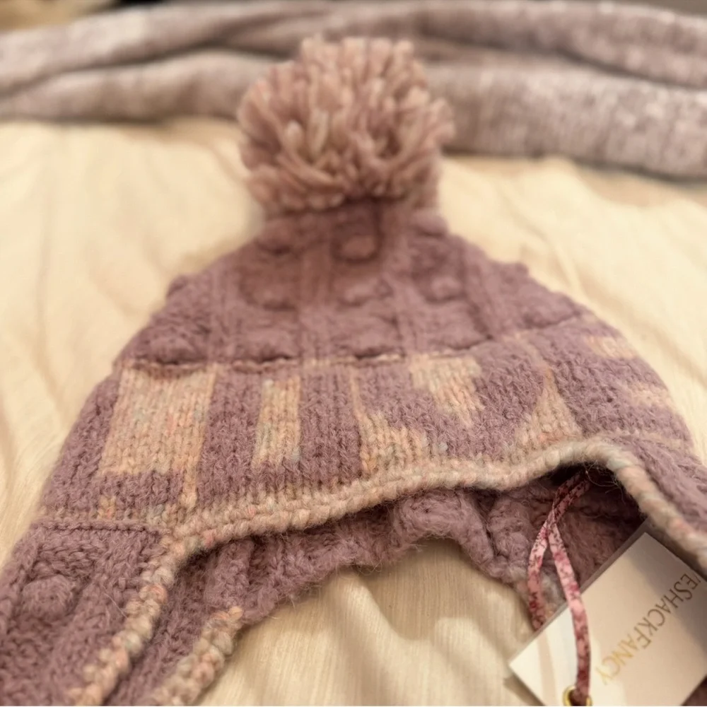 LoveShackFancy Signature LOVE Wool Winter Hat Beanie, NEW